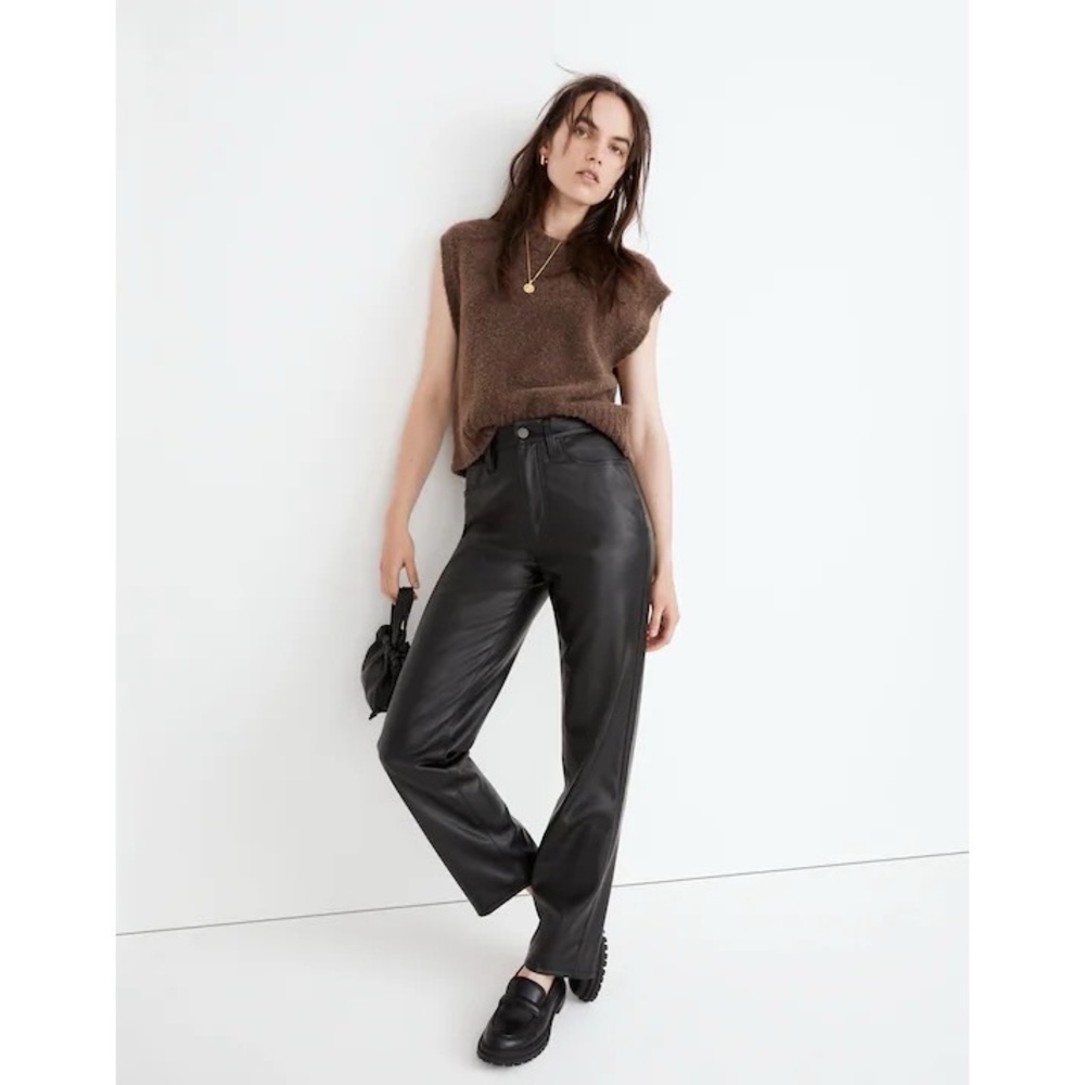 Madewell The Perfect Vintage Straight Jean: Faux Leather Edition Size 33